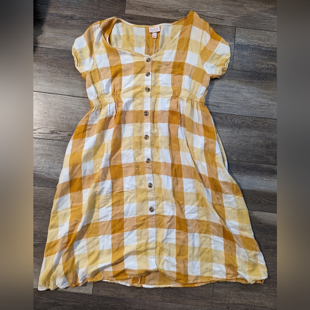 Yellow and white plaid Targetmaternity dress